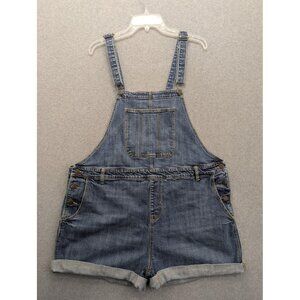 Old Navy Shortalls Womens XXL Blue Denim Bib Overall Shorts Adjustable Straps